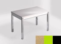 Logo Table mensa ext 110x70 - plateau amarillo arena - pieds noir - ceinture en bois laque vert 2321_amarillo-arena_noir_bl-vert