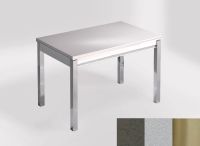 Logo Table mensa 100x60 extension melamin� - plateau amazon - pieds inox - ceinture en bois laque argent 2331_amazon_inox_bl-argent