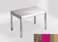 Logo Table mensa ext 110x70 - plateau brazilian brown - pieds inox - ceinture en bois laque magenta energ 2321_brazilian-brown_inox_b