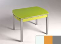 Logo Table hercule 130x80 - plateau blanc - pieds argent - ceinture en bois laque jaune dream 2000_blanc_argent_bl-jaune-dream
