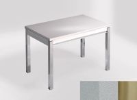 Logo Table mensa 100x60 extension melamin� - plateau khenso - pieds inox - ceinture en bois laque argent 2331_khenso_inox_bl-argent