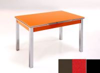 Logo Table mensa ext 135x80 - plateau moka - pieds noir - ceinture en bois laque rouge 2045_moka_noir_bl-rouge