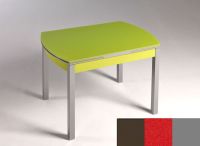 Logo Table hercule 105x60 - plateau moka - pieds argent - ceinture en bois laque rouge 1989_moka_argent_bl-rouge