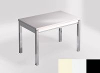 Logo Table mensa 100x60 extension melamin� - plateau haiku - pieds noir - ceinture en bois laque blanc 2331_haiku_noir_bl-blanc