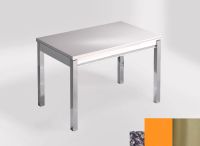 Logo Table mensa 100x60 extension melamin� - plateau blue safita - pieds inox - ceinture en bois laque or 2331_blue-safita_inox_bl-or