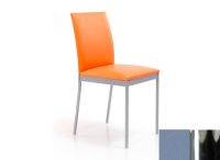 Logo Chaise violette - assise en vinyltech bleu gris - pieds chrome 2302_vt-bleu-gris_chrome