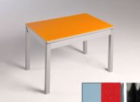 Logo Table mensa verre ext. melamin� 135x80 - plateau gris - pieds chrome - ceinture en bois laque rouge 2870_gris_chrome_bl-rouge