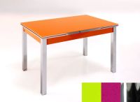 Logo Table mensa ext 100x50 - plateau vert - pieds chrome - ceinture en bois laque magenta energy 2032_vert_chrome_bl-magenta-energy
