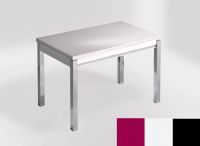 Logo Table mensa ext 110x70 - plateau magenta energy - pieds noir - ceinture en bois laque blanc 2321_magenta-energy_noir_bl-blanc