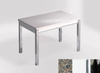 Logo Table mensa ext 110x70 - plateau negro ulises - pieds chrome - ceinture en bois laque blanc 2321_negro-ulises_chrome_bl-blanc