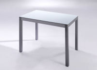 Logo Table licorne 80x80 - h110 - plateau noir - pieds argent - ceinture en melamine argent 2910_noir_argent_ml-argent