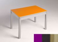 Logo Table mensa verre ext. melamin� 135x80 - plateau magenta - pieds inox - ceinture en bois laque noir 2870_magenta_inox_bl-noir