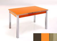 Logo Table mensa ext 135x80 - plateau moka - pieds inox - ceinture en bois laque orange 2045_moka_inox_bl-orange
