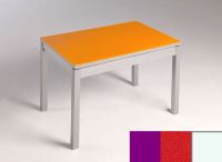 Logo Table mensa  verre ext. melamin� 110x70 - plateau magenta - pieds blanc - ceinture en bois laque rou 2859_magenta_blanc_bl-rouge