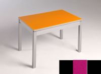 Logo Table mensa  verre ext. melamin� 110x70 - plateau noir - pieds noir - ceinture en bois laque magenta 2859_noir_noir_bl-magenta-e