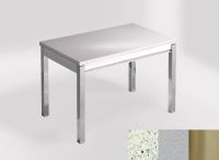 Logo Table mensa 110x70 extension m�lamin� - plateau blanco dali - pieds inox - ceinture en bois laque ar 2332_blanco-dali_inox_bl-ar