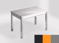 Logo Table mensa ext 110x70 - plateau negro magma - pieds argent - ceinture en bois laque orange cool 2321_negro-magma_argent_bl-oran