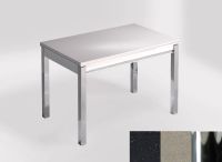 Logo Table mensa 110x70 extension m�lamin� - plateau negro magma - pieds chrome - ceinture en bois laque  2332_negro-magma_chrome_bl-