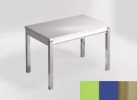 Logo Table mensa ext 100x60 - plateau verde fun - pieds inox - ceinture en bois laque bleu enjoy 2320_verde-fun_inox_bl-bleu-enjoy