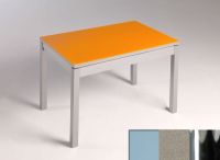 Logo Table mensa  verre ext. melamin� 110x70 - plateau gris - pieds chrome - ceinture en bois laque inox 2859_gris_chrome_bl-inox