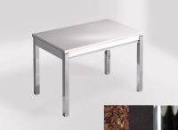 Logo Table mensa 110x70 extension m�lamin� - plateau mahogany - pieds chrome - ceinture en bois laque noi 2332_mahogany_chrome_bl-noi