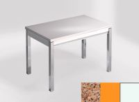 Logo Table mensa 100x60 extension melamin� - plateau amarillo palmira - pieds blanc - ceinture en bois la 2331_amarillo-palmira_blanc