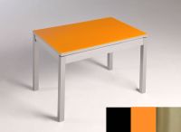 Logo Table mensa verre ext. melamin� 100x50 - plateau noir - pieds inox - ceinture en bois laque orange 2858_noir_inox_bl-orange