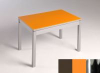 Logo Table mensa verre ext. melamin� 100x50 - plateau moka - pieds chrome - ceinture en bois laque orange 2858_moka_chrome_bl-orange