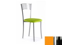 Logo Chaise verveine - assise en vinyltech orange fort - pieds chrome 1911_vt-orange-fort_chrome