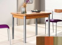 Logo Table hercule 100x60 - plateau noyer - pieds inox - ceinture en bois laque cerisier 1986_noyer_inox_bl-cerisier