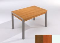 Logo Table mensa ext 110x70 - plateau noyer - pieds blanc - ceinture en polymere cerisier 2038_noyer_blanc_pl-cerisier