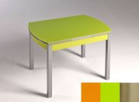 Logo Table hercule 130x80 - plateau orange - pieds inox - ceinture en bois laque vert 2000_orange_inox_bl-vert