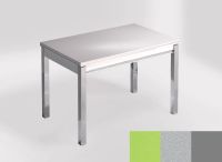 Logo Table mensa 110x70 extension m�lamin� - plateau verde fun - pieds argent - ceinture en bois laque ar 2332_verde-fun_argent_bl-ar