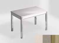 Logo Table mensa 110x70 extension m�lamin� - plateau blanco norte - pieds inox - ceinture en bois laque i 2332_blanco-norte_inox_bl-i