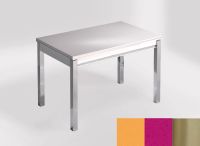 Logo Table mensa 100x60 extension melamin� - plateau amarillo dream - pieds inox - ceinture en bois laque 2331_amarillo-dream_inox_bl