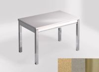 Logo Table mensa 110x70 extension m�lamin� - plateau amarillo arena - pieds inox - ceinture en bois laque 2332_amarillo-arena_inox_bl