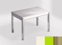 Logo Table mensa 100x60 extension melamin� - plateau blanco dune - pieds inox - ceinture en bois laque ve 2331_blanco-dune_inox_bl-ve