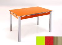 Logo Table mensa ext 110x70 - plateau vert - pieds inox - ceinture en bois laque rouge 2040_vert_inox_bl-rouge