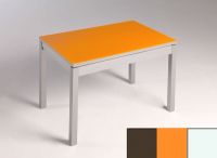 Logo Table mensa verre ext. melamin� 100x60 - plateau moka - pieds blanc - ceinture en bois laque orange 2869_moka_blanc_bl-orange