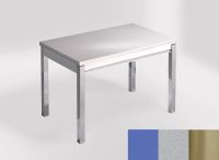 Logo Table mensa 100x60 extension melamin� - plateau azul enjoy - pieds inox - ceinture en bois laque arg 2331_azul-enjoy_inox_bl-arg