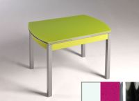 Logo Table hercule 115x75 - plateau blanc - pieds chrome - ceinture en bois laque magenta energy 1992_blanc_chrome_bl-magenta-energy