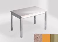 Logo Table mensa 100x60 extension melamin� - plateau stellar rojo - pieds inox - ceinture en bois laque j 2331_stellar-rojo_inox_bl-j