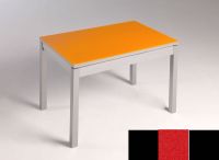 Logo Table mensa verre ext. melamin� 135x80 - plateau noir - pieds noir - ceinture en bois laque rouge 2870_noir_noir_bl-rouge