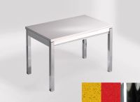 Logo Table mensa 110x70 extension m�lamin� - plateau stellar amarillo - pieds chrome - ceinture en bois l 2332_stellar-amarillo_chrom