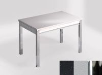 Logo Table mensa 100x60 extension melamin� - plateau negro magma - pieds chrome - ceinture en bois laque  2331_negro-magma_chrome_bl-