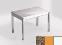 Logo Table mensa 100x60 extension melamin� - plateau brazilian brown - pieds blanc - ceinture en bois laq 2331_brazilian-brown_blanc_