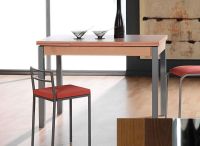 Logo Table mensa ext 110x70 - plateau noyer - pieds chrome - ceinture en bois laque wengue 2039_noyer_chrome_bl-wengue