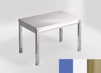 Logo Table mensa 110x70 extension m�lamin� - plateau azul enjoy - pieds inox - ceinture en bois laque bla 2332_azul-enjoy_inox_bl-bla