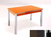 Logo Table mensa ext 100x50 - plateau moka - pieds chrome - ceinture en bois laque noir 2032_moka_chrome_bl-noir