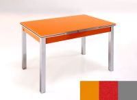Logo Table mensa ext 100x60 - plateau orange - pieds argent - ceinture en bois laque rouge 2035_orange_argent_bl-rouge